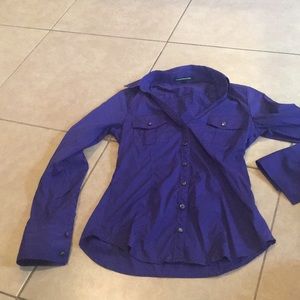 Stretchy purple button up shirt